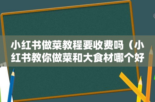 小红书做菜教程要收费吗（小红书教你做菜和大食材哪个好）