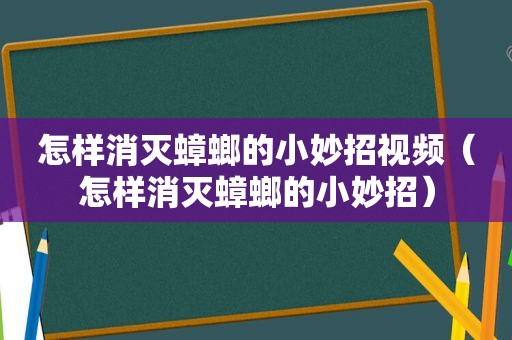 怎样消灭蟑螂的小妙招视频（怎样消灭蟑螂的小妙招）