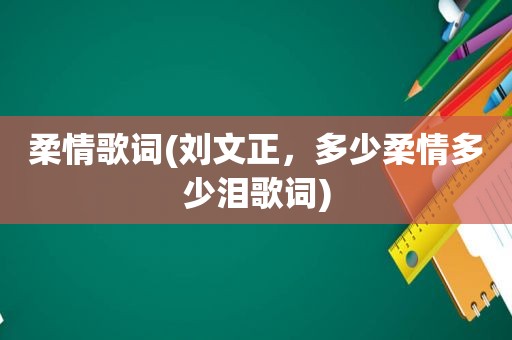 柔情歌词(刘文正，多少柔情多少泪歌词)