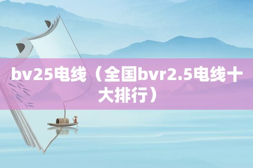 bv25电线（全国bvr2.5电线十大排行）