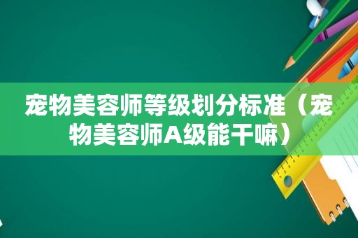 宠物美容师等级划分标准（宠物美容师A级能干嘛）