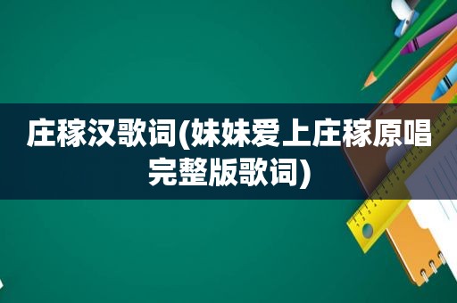 庄稼汉歌词(妹妹爱上庄稼原唱完整版歌词)