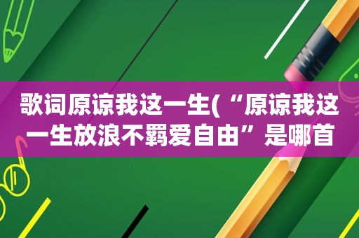 歌词原谅我这一生(“原谅我这一生放浪不羁爱自由”是哪首歌里的)