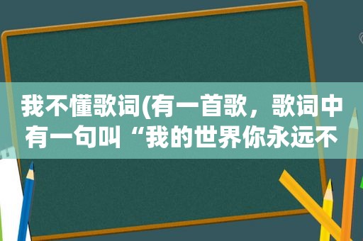 我不懂歌词(有一首歌，歌词中有一句叫“我的世界你永远不懂，不能把你爱的清楚”，歌名叫什么)