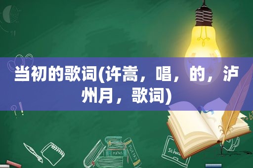 当初的歌词(许嵩，唱，的，泸州月，歌词)