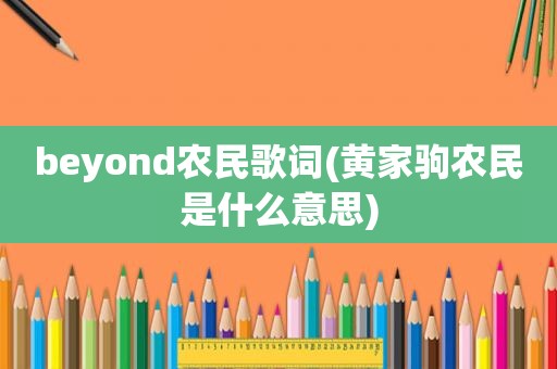 beyond农民歌词(黄家驹农民是什么意思)