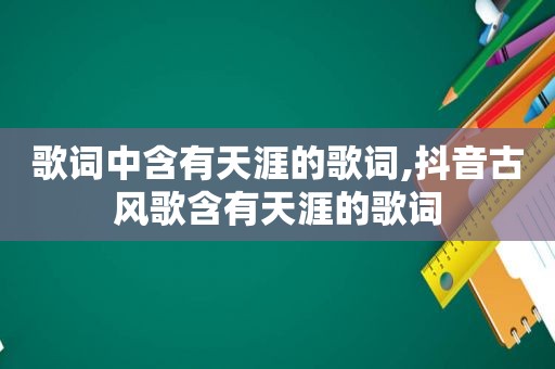 歌词中含有天涯的歌词,抖音古风歌含有天涯的歌词