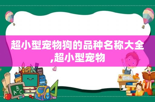 超小型宠物狗的品种名称大全,超小型宠物