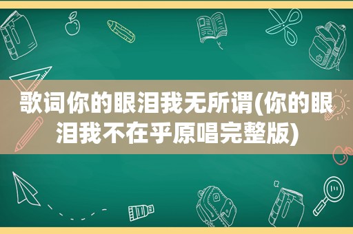 歌词你的眼泪我无所谓(你的眼泪我不在乎原唱完整版)