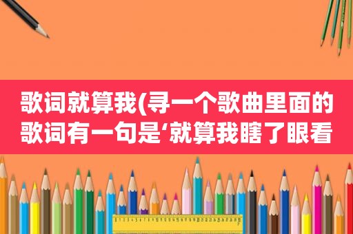 歌词就算我(寻一个歌曲里面的歌词有一句是‘就算我瞎了眼看不见’什么的)