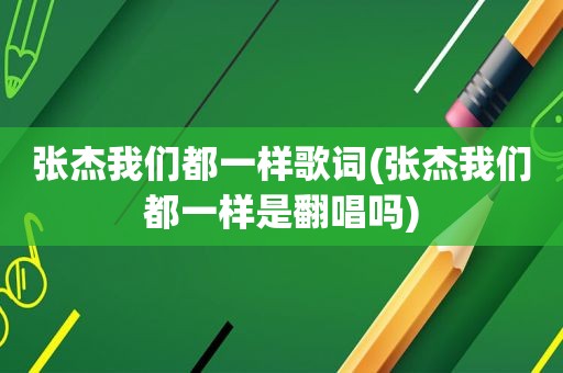 张杰我们都一样歌词(张杰我们都一样是翻唱吗)