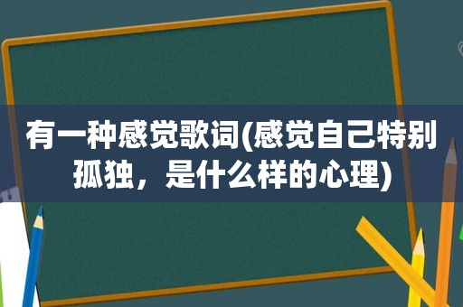 有一种感觉歌词(感觉自己特别孤独，是什么样的心理)