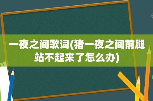 一夜之间歌词(猪一夜之间前腿站不起来了怎么办)