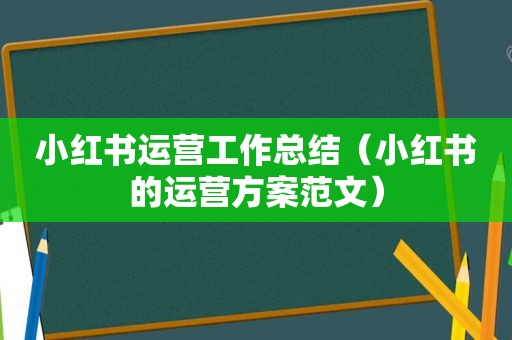 小红书运营工作总结（小红书的运营方案范文）