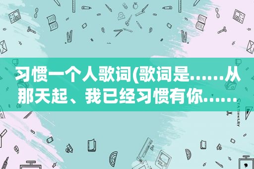 习惯一个人歌词(歌词是……从那天起、我已经习惯有你……这首歌名字叫什么)