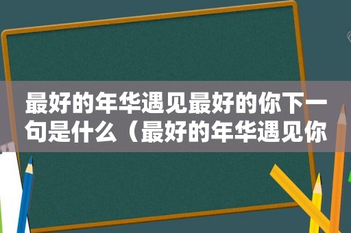 最好的年华遇见最好的你下一句是什么（最好的年华遇见你小说全文阅读下载）