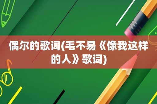 偶尔的歌词(毛不易《像我这样的人》歌词)