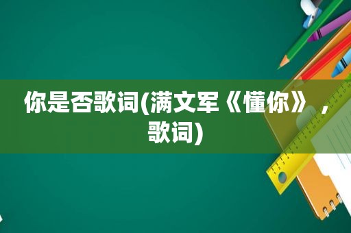 你是否歌词(满文军《懂你》 ，歌词)