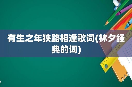 有生之年狭路相逢歌词(林夕经典的词)