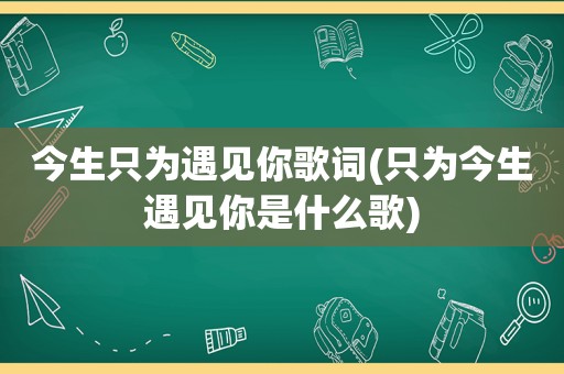 今生只为遇见你歌词(只为今生遇见你是什么歌)