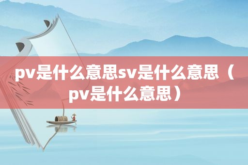 pv是什么意思sv是什么意思（pv是什么意思）