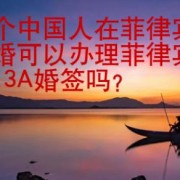 两个中国人在菲律宾结婚可以办理菲律宾的13A婚签吗？