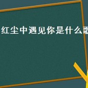 红尘中遇见你是什么歌（红尘中遇见你是哪首歌中的歌词）