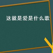 这就是爱是什么歌